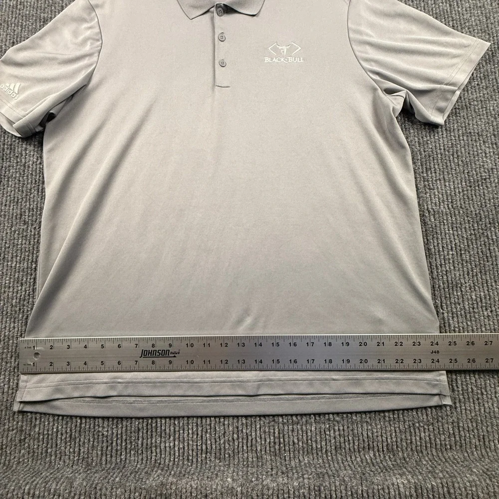 Adidas Golf Mens XL Grey Performance Polo Shirt Black Bull Logo CD3331 Short Slv